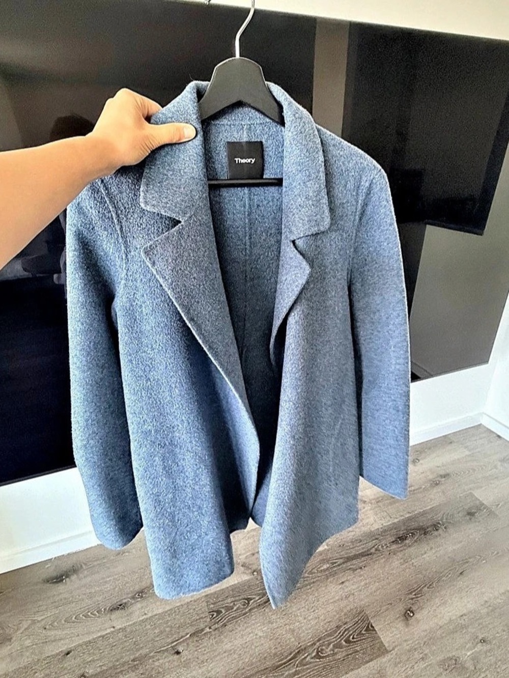 Women’s Theory Blue Wool-Cashmere Medium coat jacket